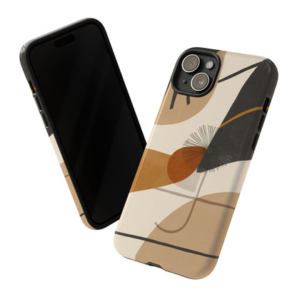 Abstract Earth Tone Phone Case — Mid-Century Minimalist Tough Case