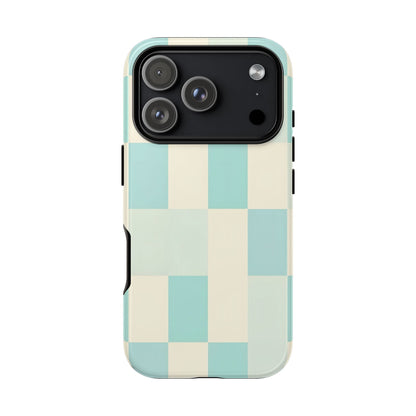 Pastel Checkerboard Tough Case – Mint & Cream Protective Phone Cover