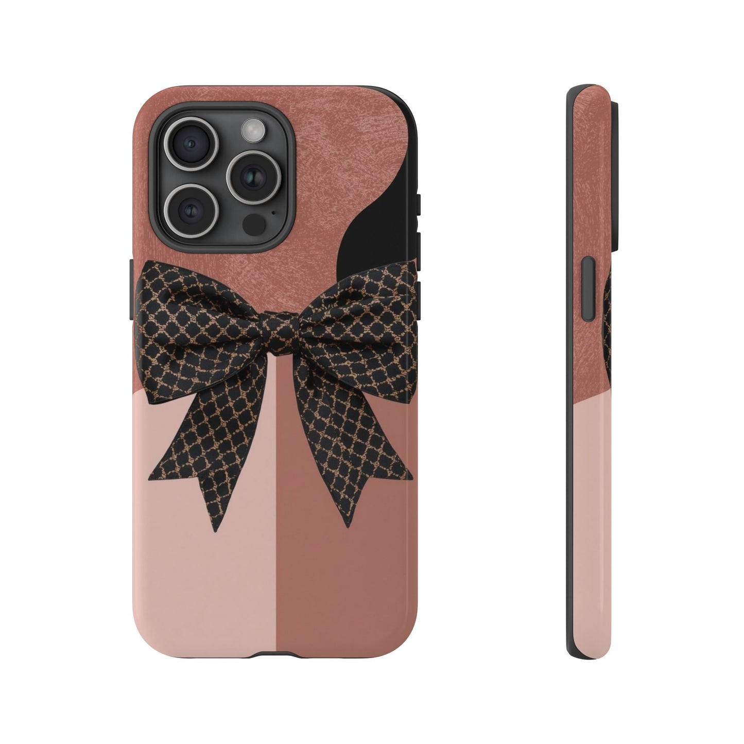 Bow Stripe Tough Phone Case – Pink Mauve Protective Cover