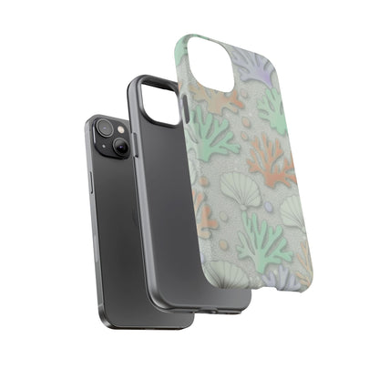 Pastel Coral Reef Tough Phone Case – Sea Shell & Coral Pattern Durable Protector