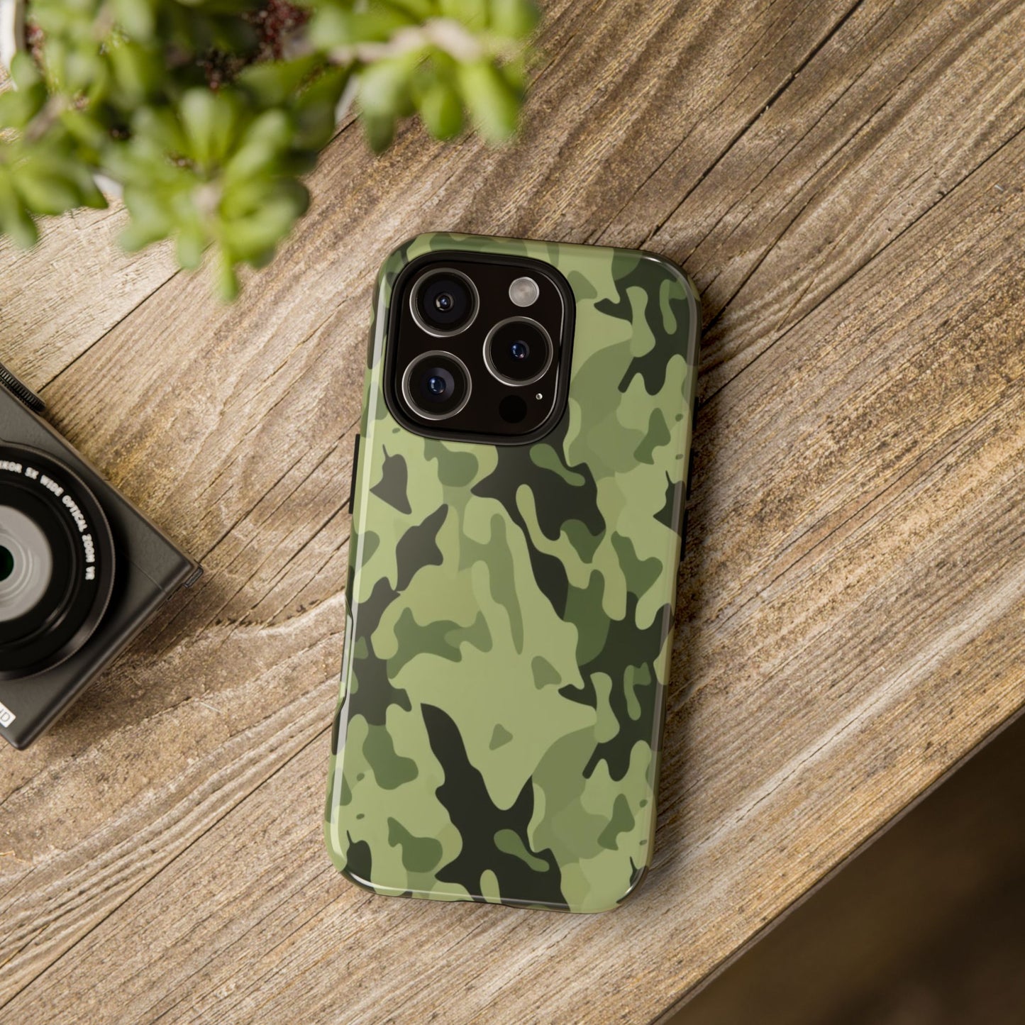 Camo Tough Phone Case — Military Green Protective iPhone Cover