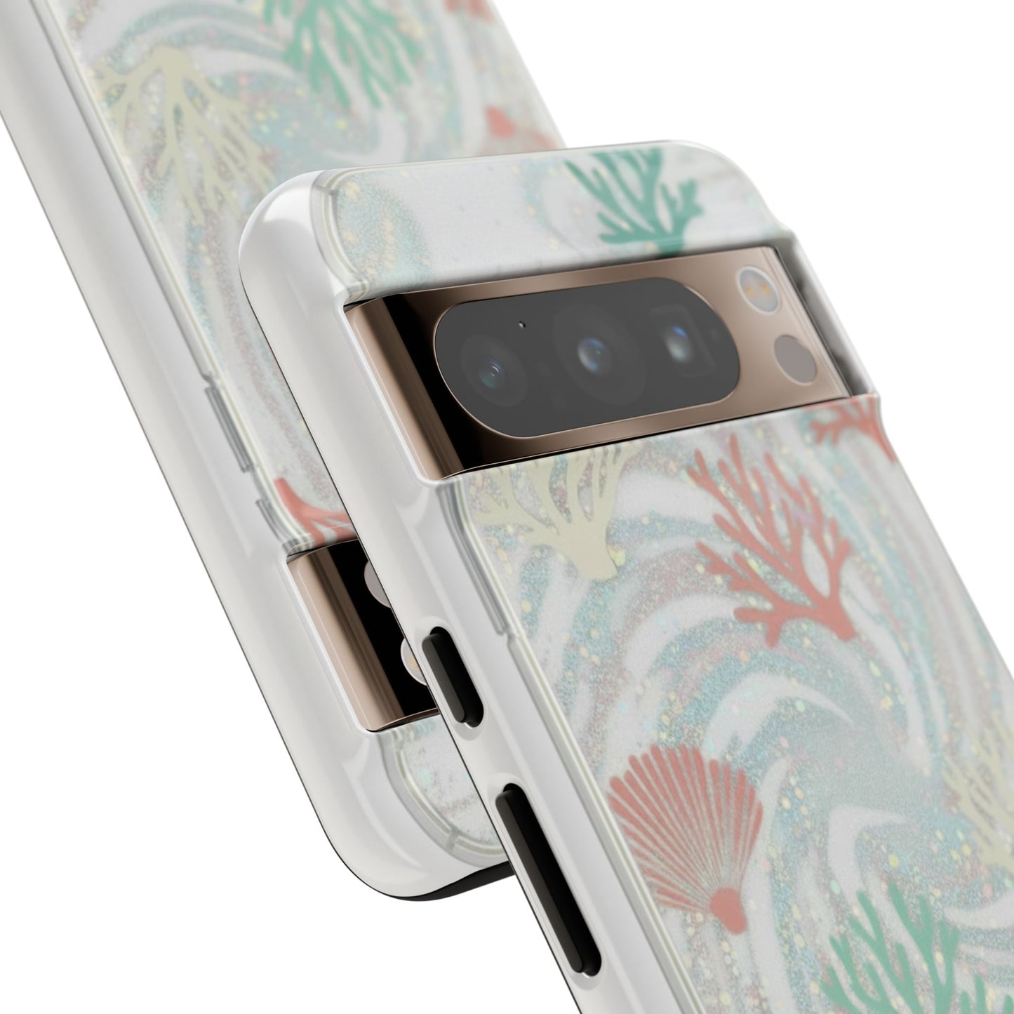 Seafoam Coral Tough Phone Case - Pastel Ocean Wave Design