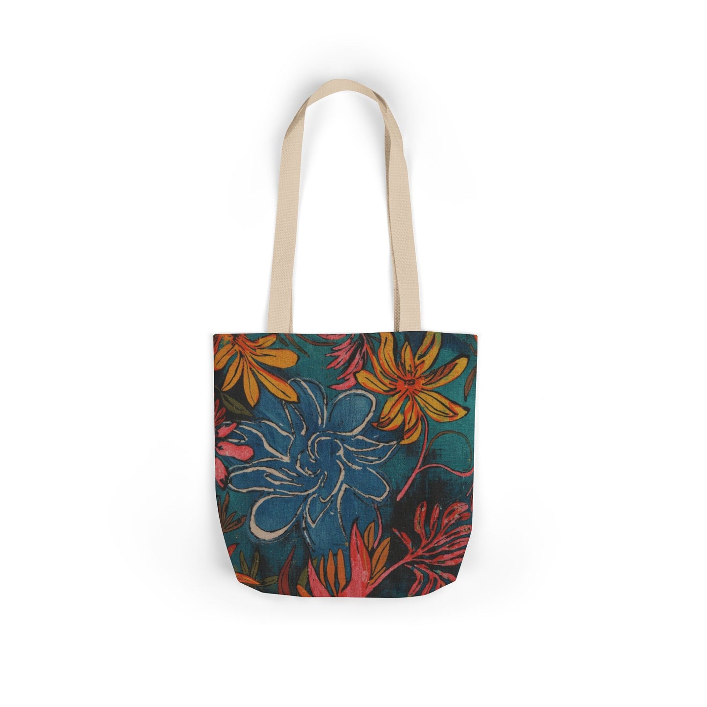 Floral Canvas Tote Bag — Vibrant Flower Print