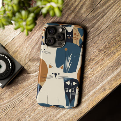 Cat Pattern Phone Case – Retro Abstract Cats Protective iPhone Cover