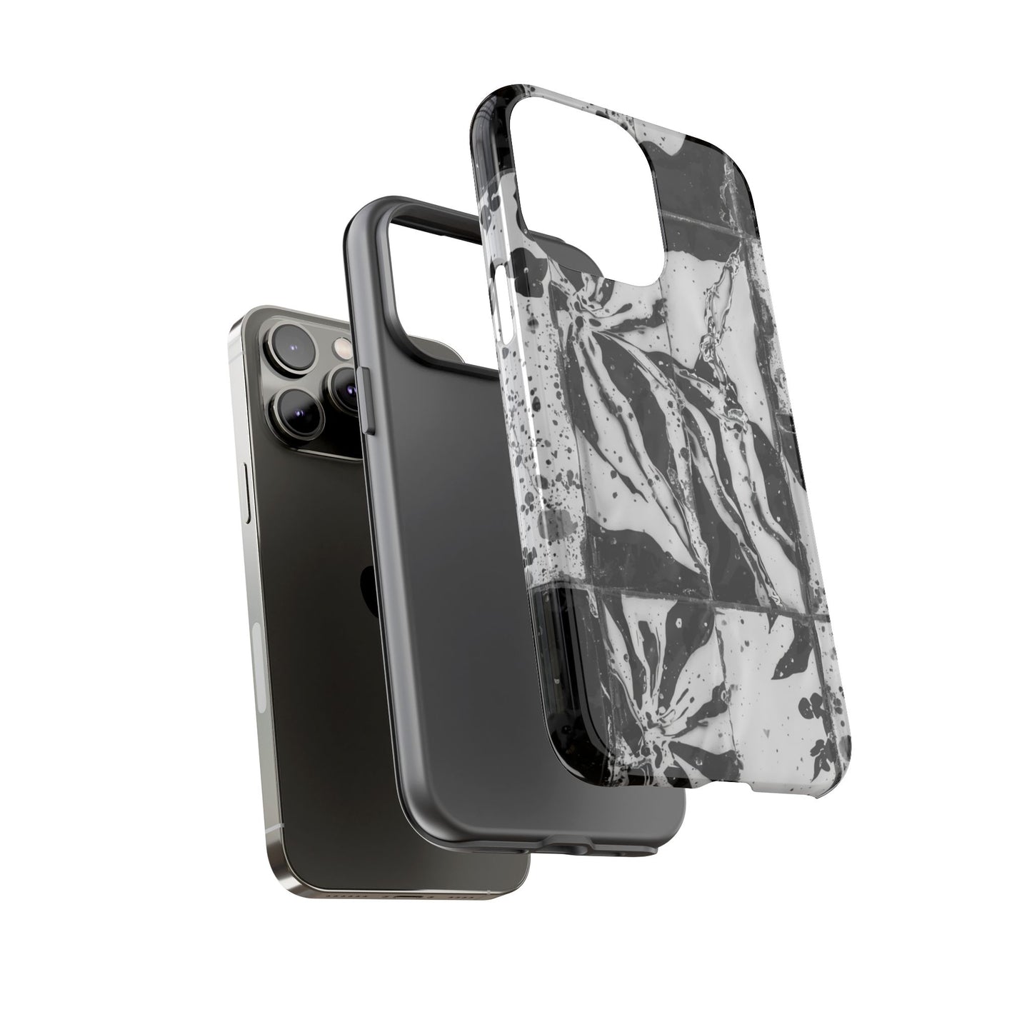 Monochrome Tile Floral Tough Phone Case