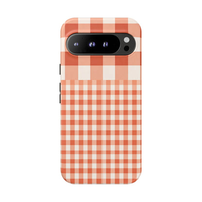 Buffalo Check Tough Phone Case — Orange Gingham Protective Cover