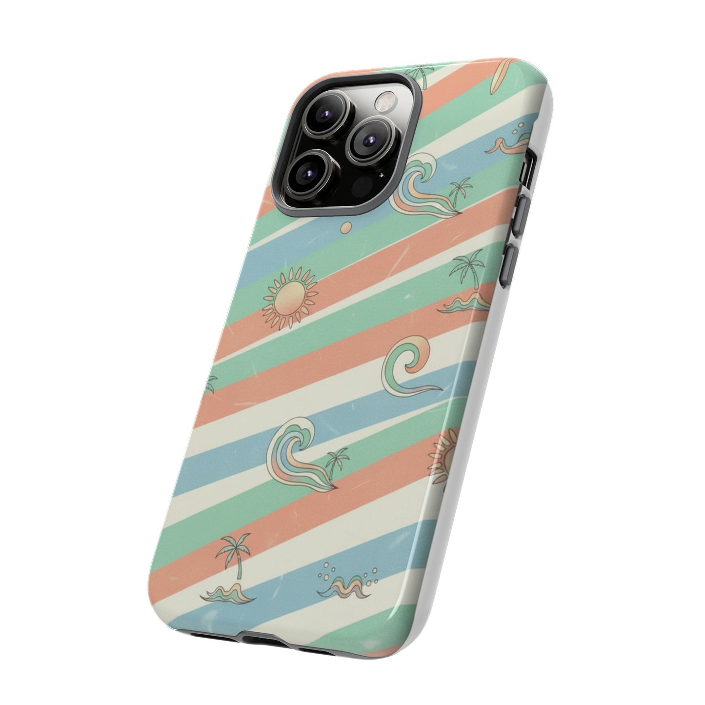 Surf Stripe Tough Phone Case — Retro Beach Waves Pattern