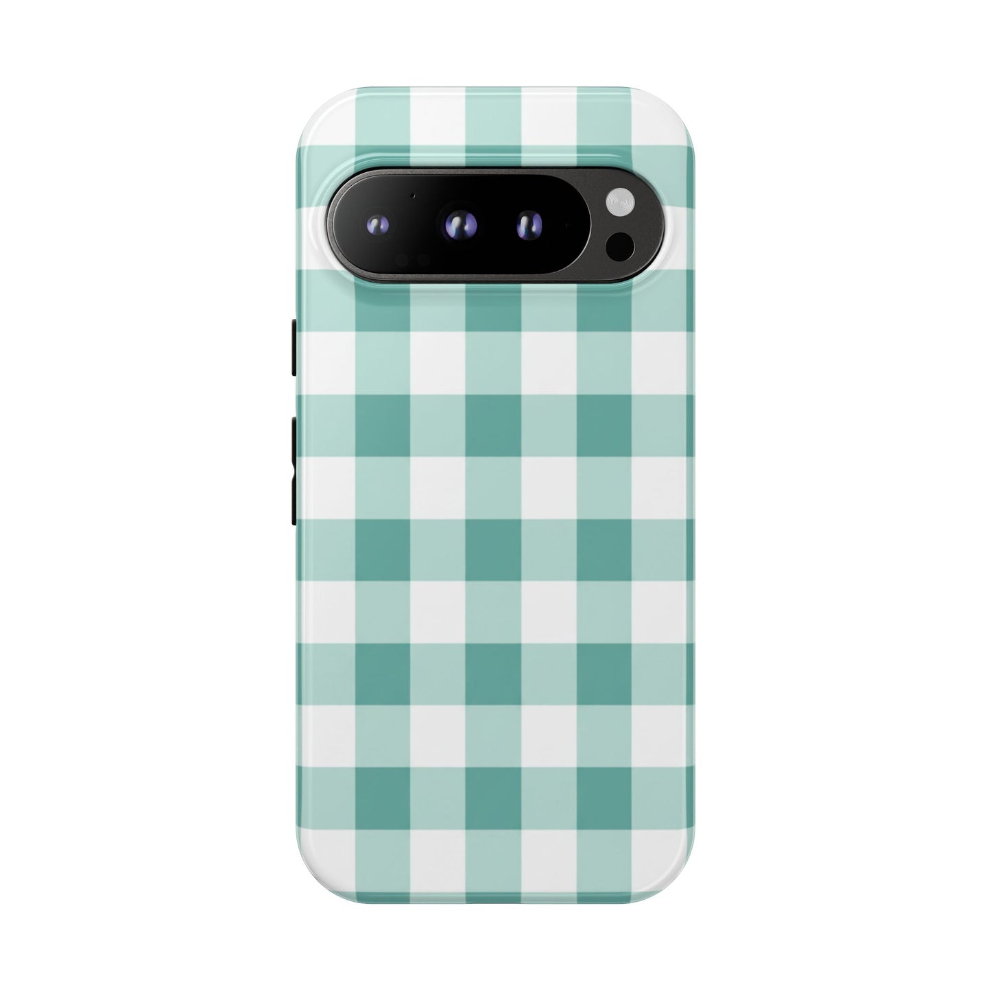Mint Green Buffalo Check Tough Phone Case — Durable Plaid Protective Cover