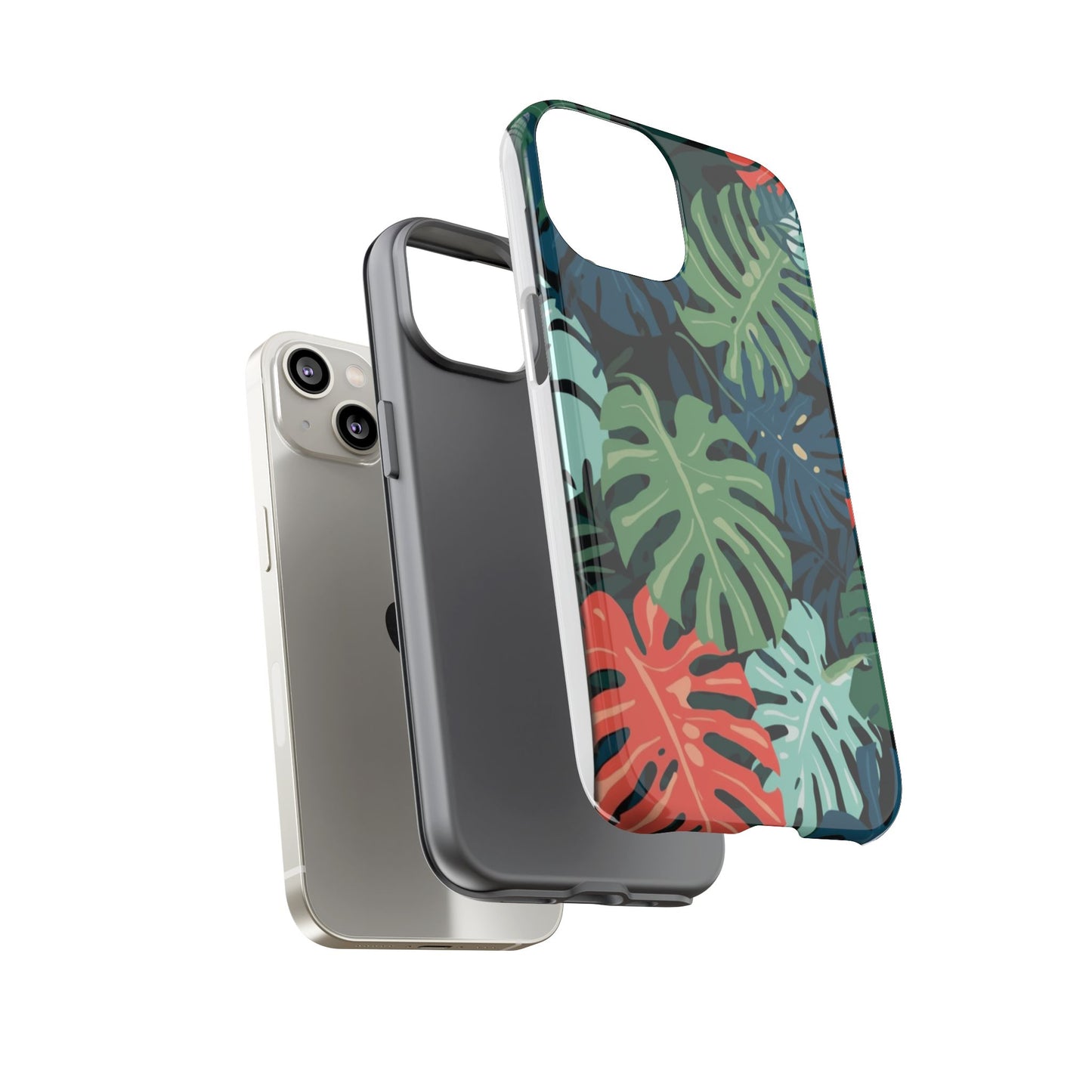Tropical Monstera Phone Case — Colorful Leaf Protective Tough Case