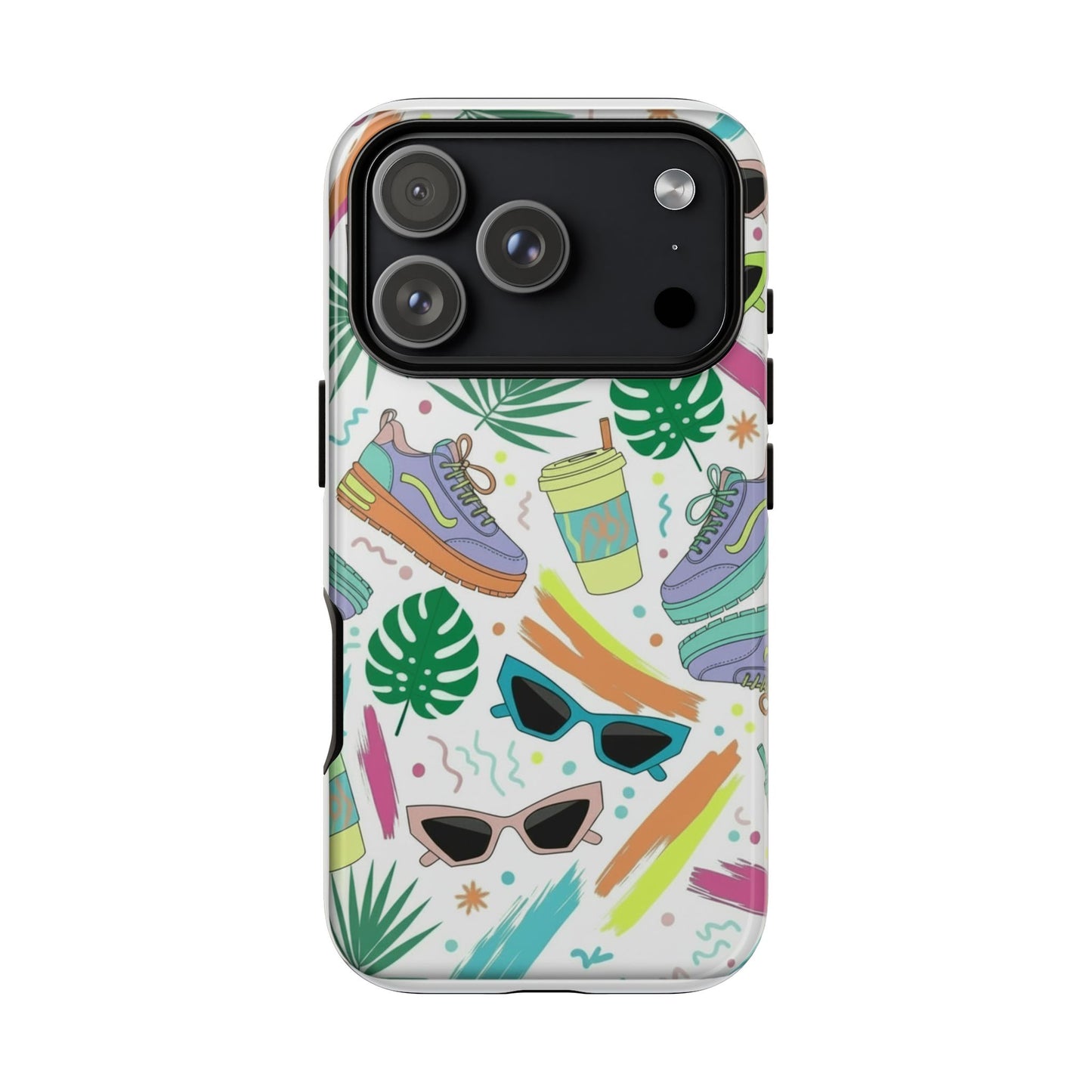 Tough Cases — Colorful Retro Sneakers & Sunglasses Phone Case