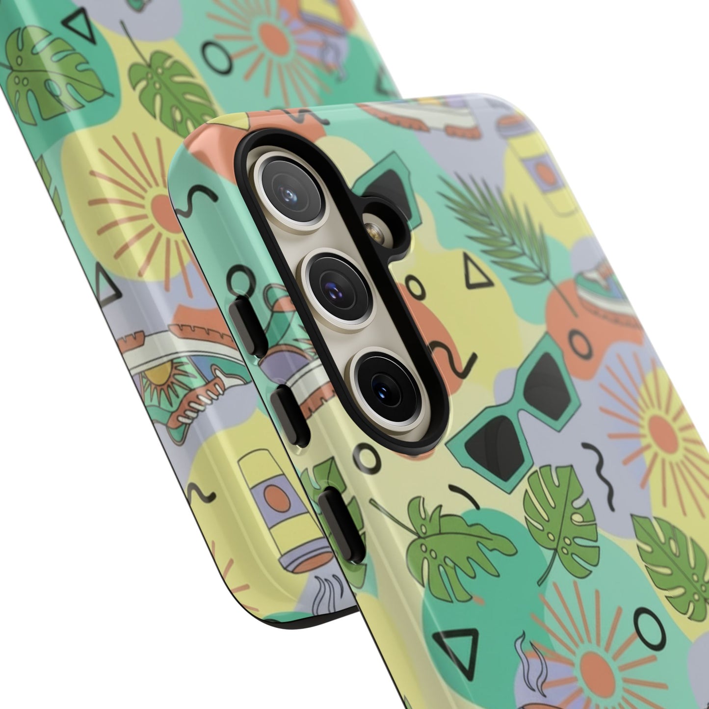 Tropical Summer Phone Case — Retro Sunglasses, Sneakers & Palm Pattern