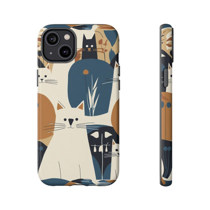 Cat Pattern Phone Case – Retro Abstract Cats Protective iPhone Cover