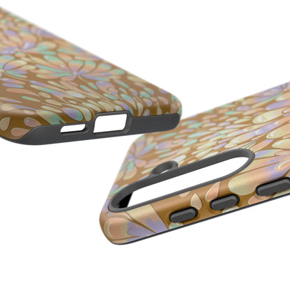 Floral Burst Tough Phone Case – Gold Pastel Botanical Protection