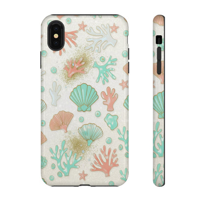 Seashell Coral Phone Case — Pastel Beach Shells Protective Tough Case