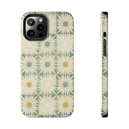 Retro Daisy Tough Phone Case — Vintage Floral Protective Cover for iPhone