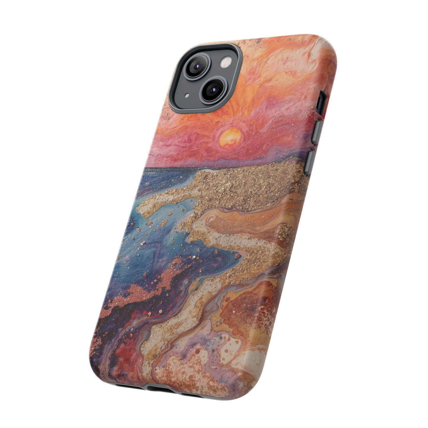 Sunset Coast Phone Case — Colorful Abstract Beach Art Tough Case