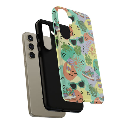 Tropical Summer Phone Case — Retro Sunglasses, Sneakers & Palm Pattern