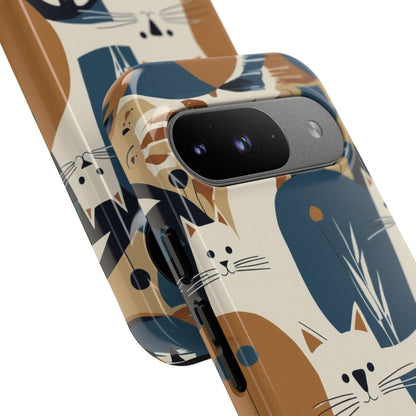 Cat Pattern Phone Case – Retro Abstract Cats Protective iPhone Cover