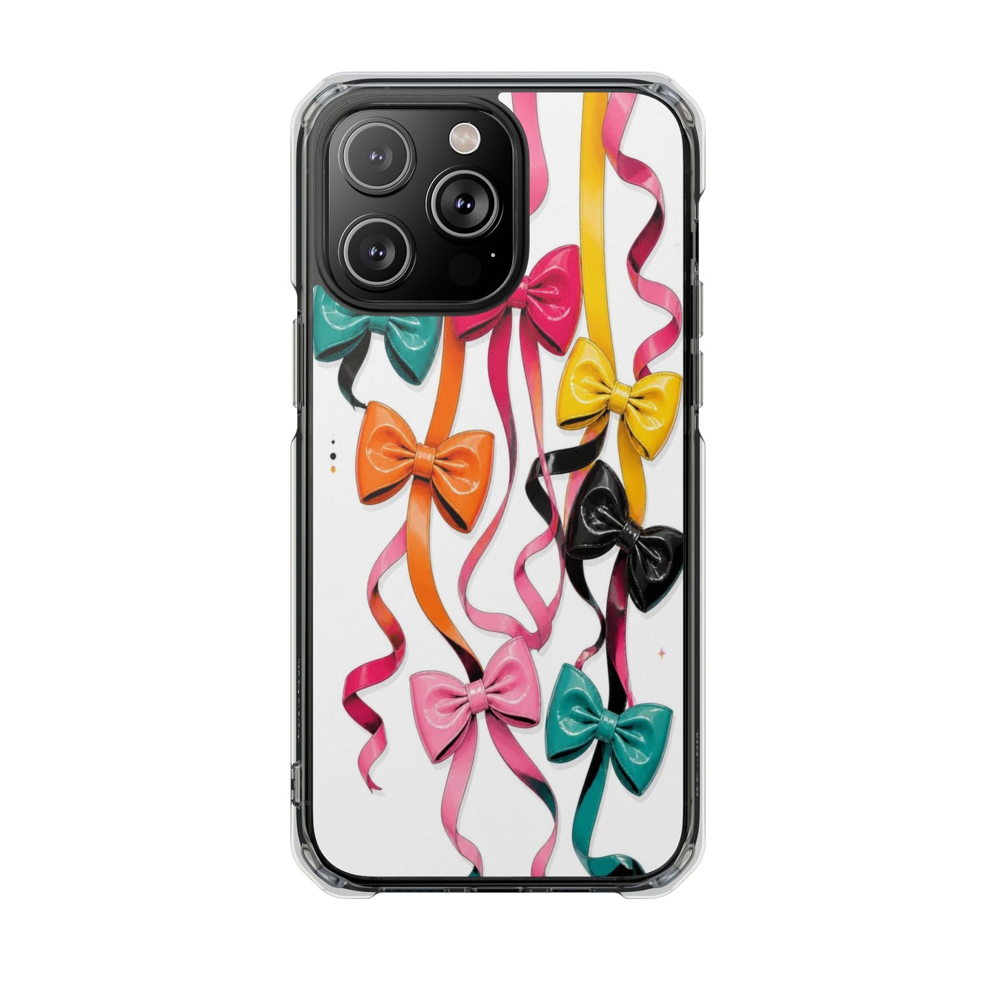 Clear Magnetic Phone Case — Colorful Ribbon Bows Design
