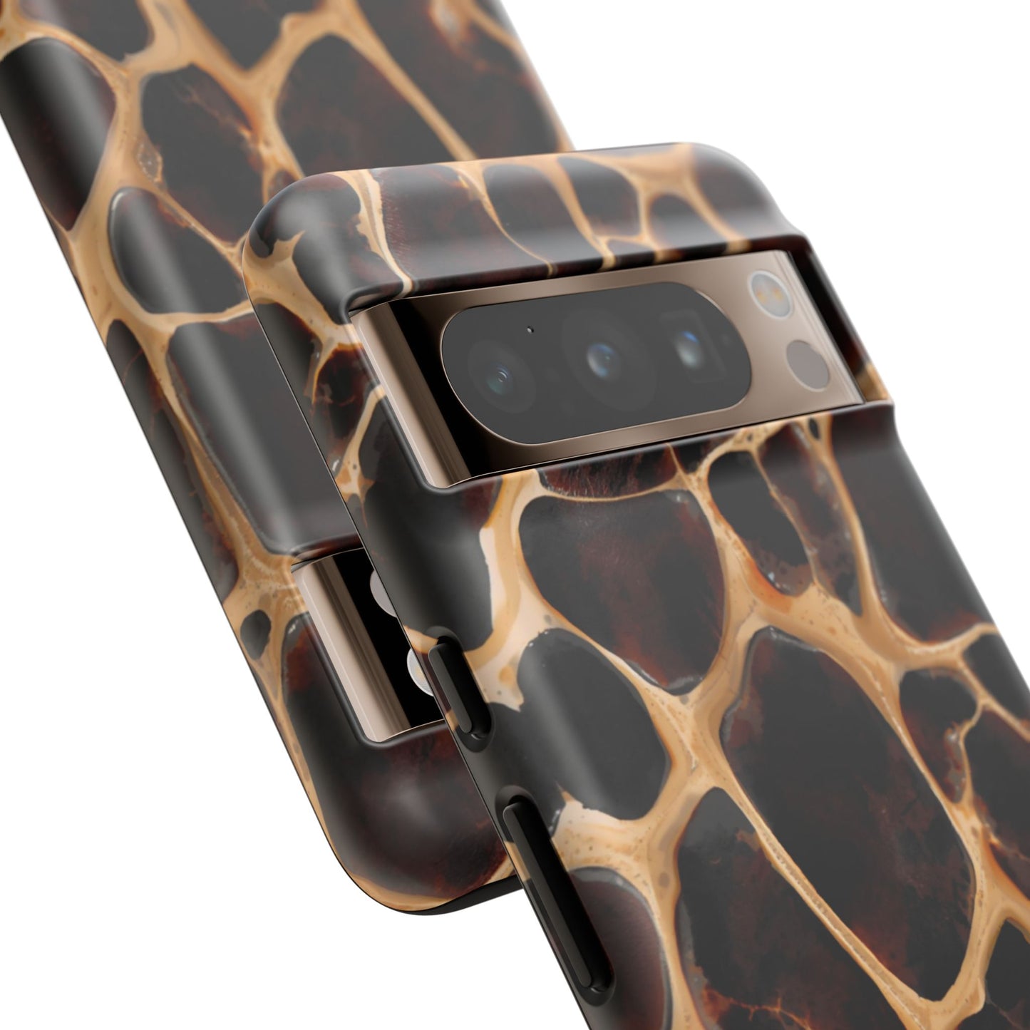 Phone Case — Brown Leather Dot Texture Rugged Protective Cover