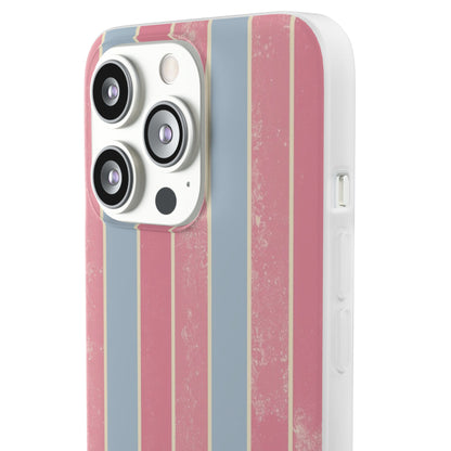 Striped Pink & Blue Phone Case — Retro Pastel Flexi Case
