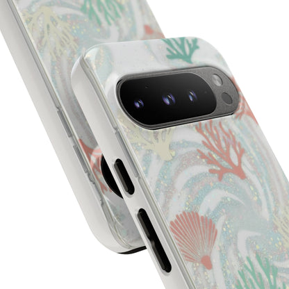 Seafoam Coral Tough Phone Case - Pastel Ocean Wave Design