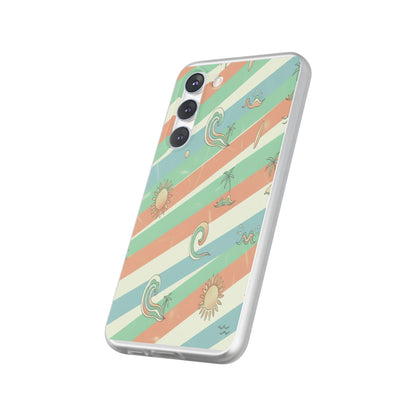 Beach Vibes Phone Case — Retro Pastel Surf & Palm Protective Flexi Case
