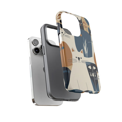 Cat Pattern Phone Case – Retro Abstract Cats Protective iPhone Cover