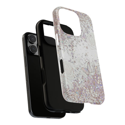 Butterfly Glitter Tough Phone Case — Floral Sparkle Protective Case