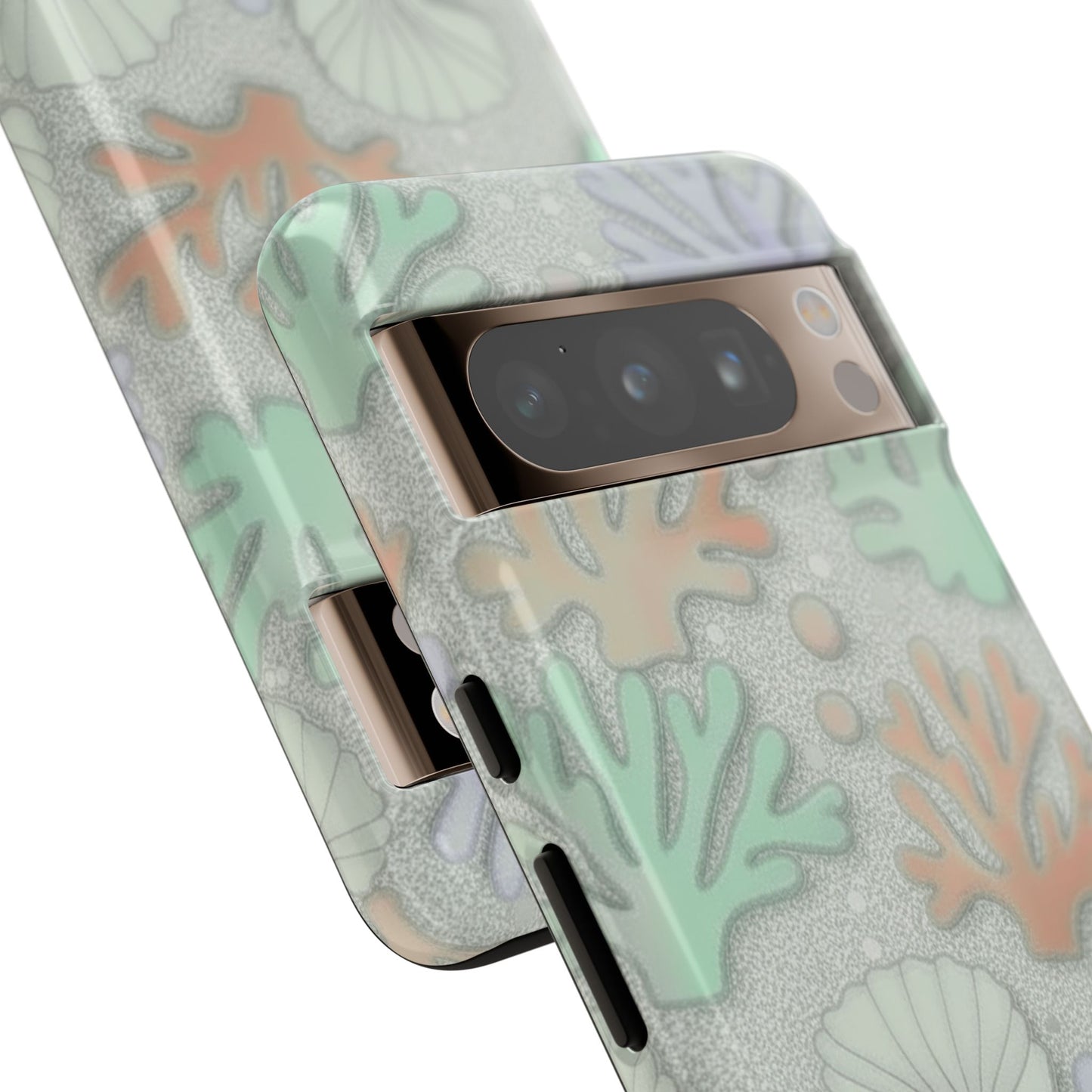 Pastel Coral Reef Tough Phone Case – Sea Shell & Coral Pattern Durable Protector