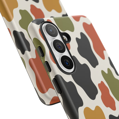 Camouflage Pattern Tough Phone Case – Retro Olive, Rust & Mustard Protective Cover