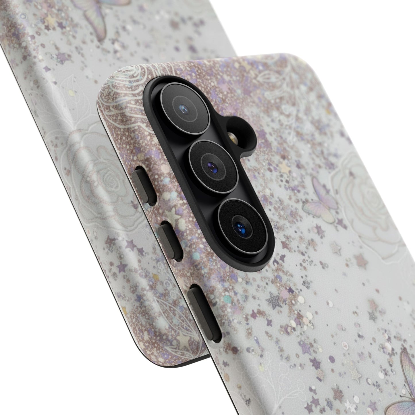 Butterfly Glitter Tough Phone Case — Floral Sparkle Protective Case