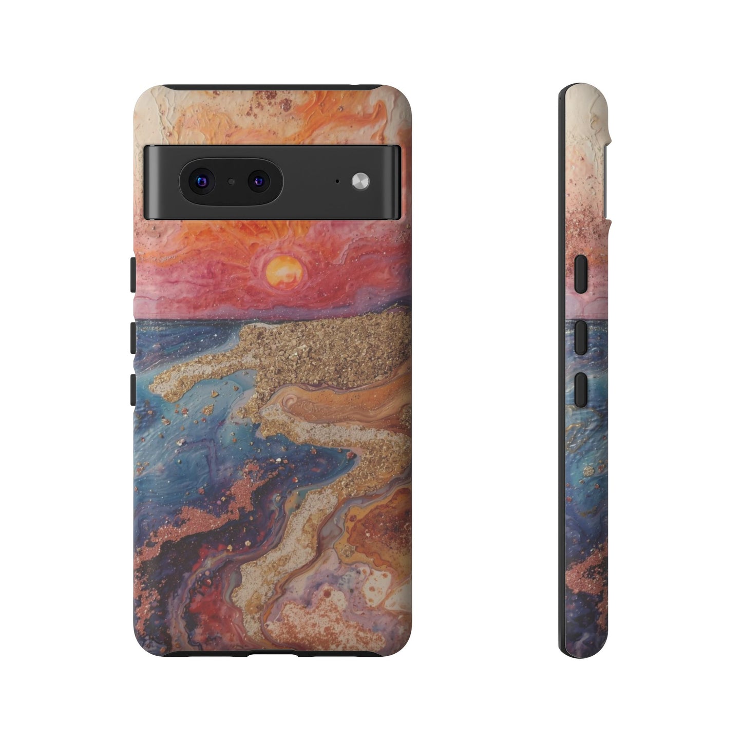 Sunset Coast Phone Case — Colorful Abstract Beach Art Tough Case