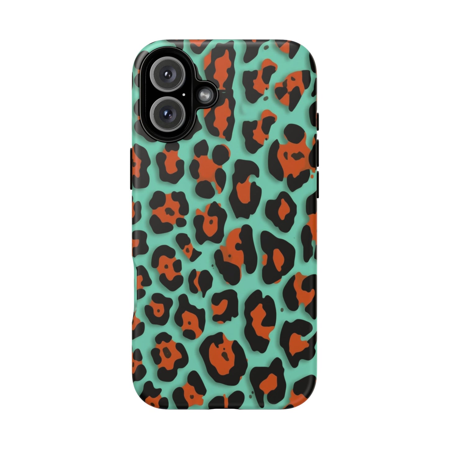 Teal & Rust Leopard Phone Case — Tough Protective Animal Print