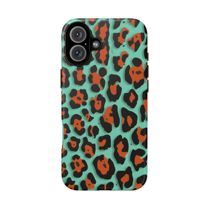 Teal & Rust Leopard Phone Case — Tough Protective Animal Print