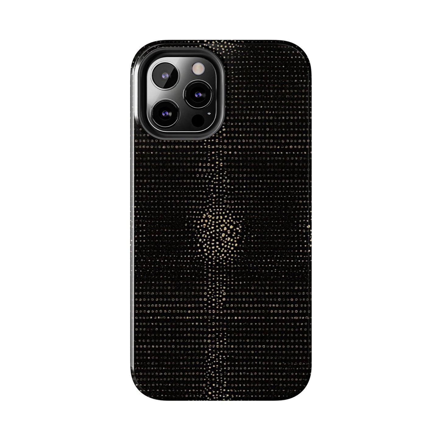 Tough Phone Case — Black Textured Metallic Dot Shield
