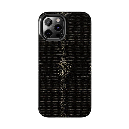 Tough Phone Case — Black Textured Metallic Dot Shield
