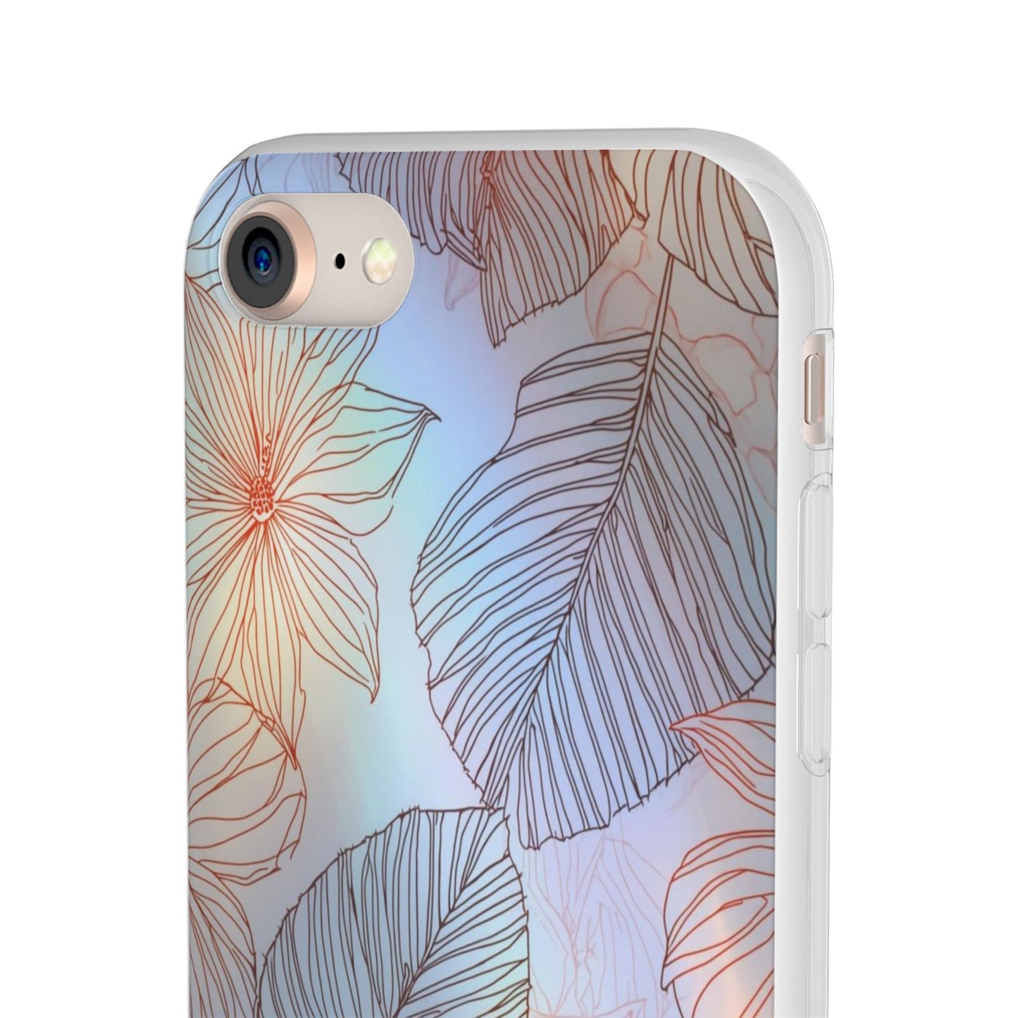 Floral Holographic Phone Case — Iridescent Leaves & Flowers Flexi Case