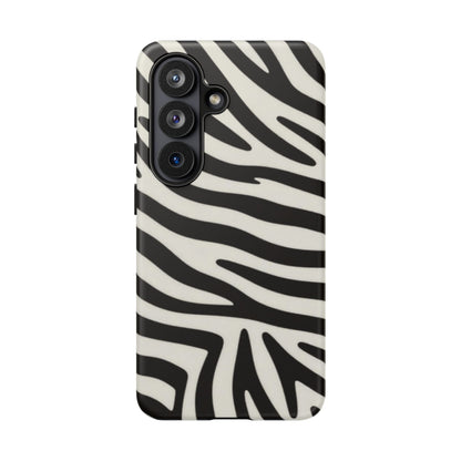 Zebra Print Tough Phone Case — Black & White Protective Cover