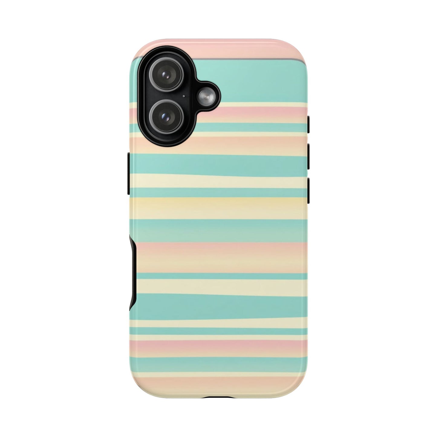 Pastel Striped Tough Phone Case — Mint, Peach & Cream Protective Cover