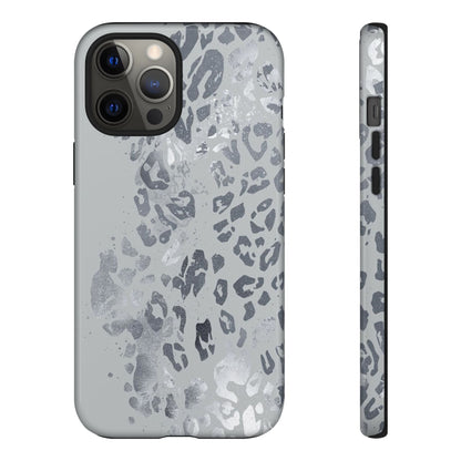 Gray Leopard Print Tough Phone Case