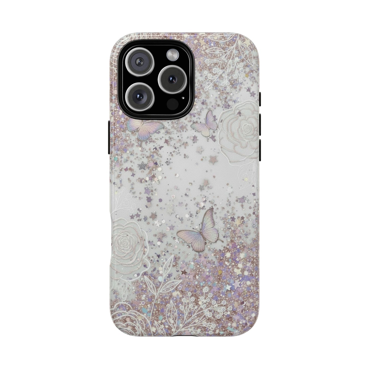 Butterfly Glitter Tough Phone Case — Floral Sparkle Protective Case