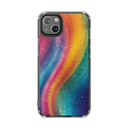 Clear Magnetic Phone Case — Rainbow Glitter Wave Impact-Proof Cover