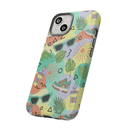 Tropical Summer Phone Case — Retro Sunglasses, Sneakers & Palm Pattern