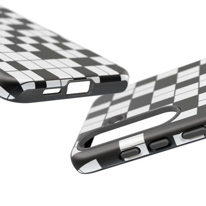 Crossword Grid Phone Case — Black & White Puzzle Pattern Tough Phone Cover
