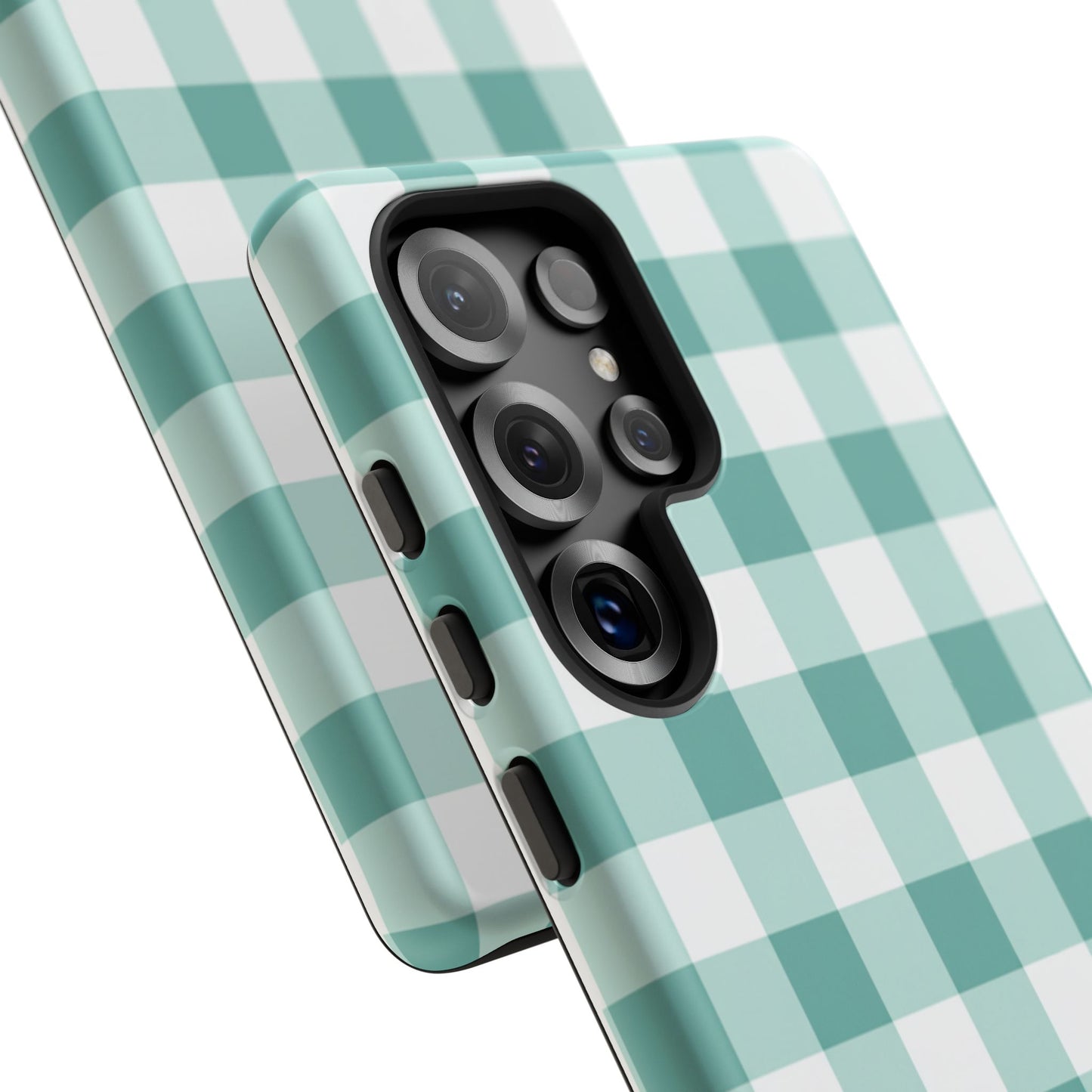 Mint Green Buffalo Check Tough Phone Case — Durable Plaid Protective Cover