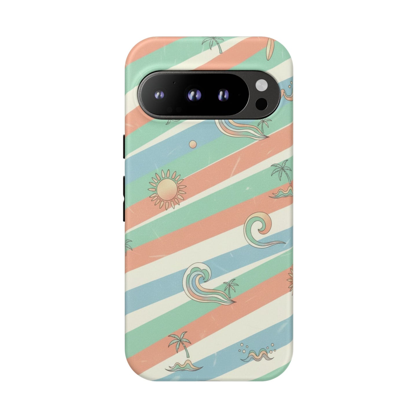 Surf Stripe Tough Phone Case — Retro Beach Waves Pattern