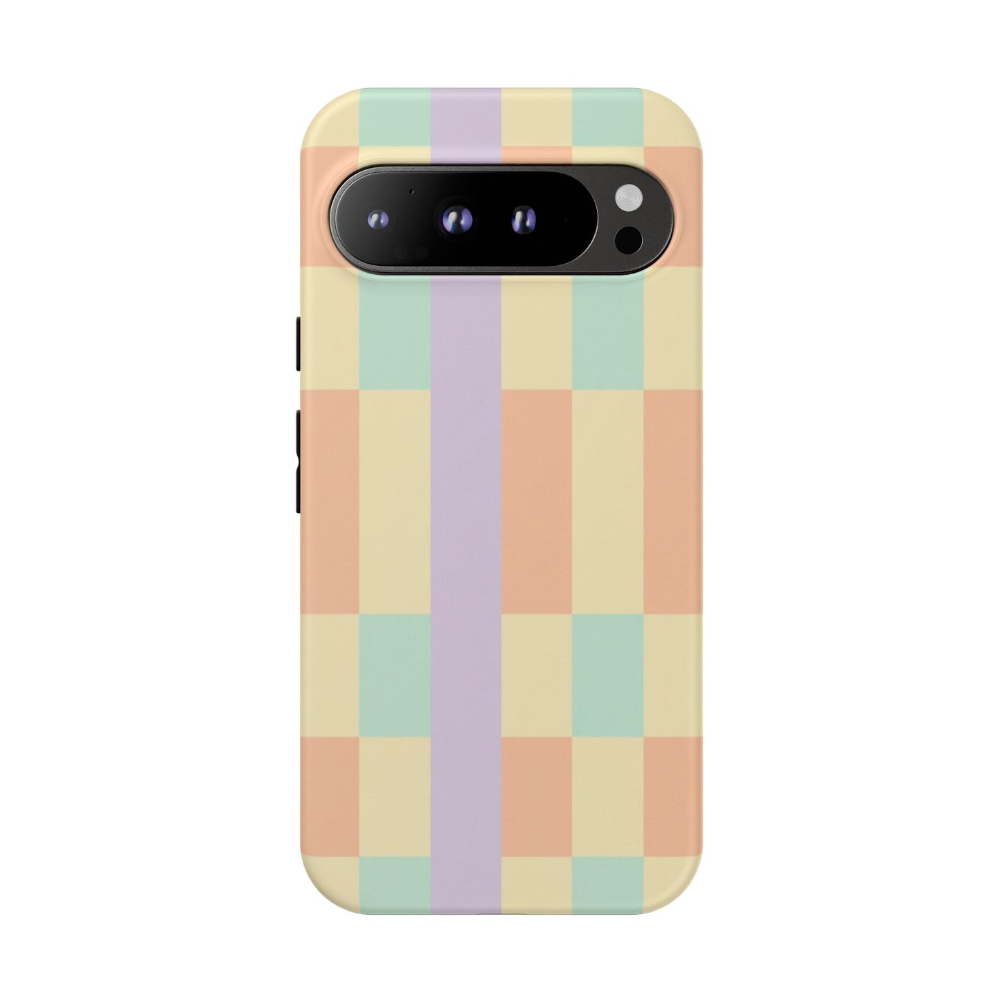 Pastel Checkered Phone Case — Retro Stripe Tough Case