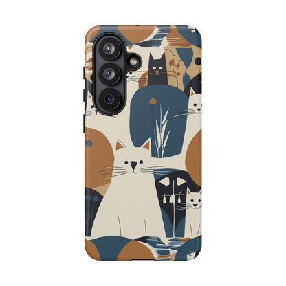 Cat Pattern Phone Case – Retro Abstract Cats Protective iPhone Cover