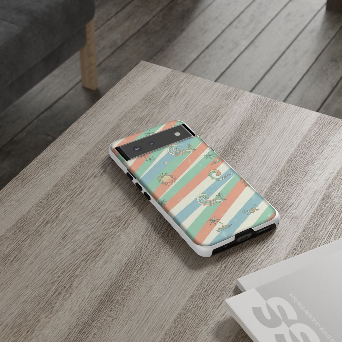 Surf Stripe Tough Phone Case — Retro Beach Waves Pattern